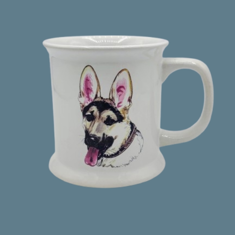 Patricia Roberts Trendtex German Shepherd Dog Mug 4" Flared Pedestal Coffee Cup